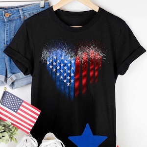 American Flag Heart T-Shirt, Fourth of July T-Shirt, USA Flag Shirt, Independence Day, American Flag Shirt, Patriotic Shirt, 4Th Of July Tee