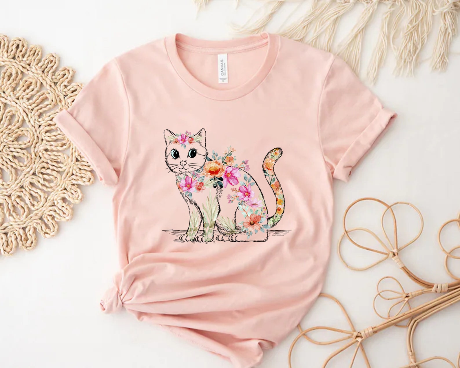 Cat Mom Shirt Floral Cat Shirt Purr Shirt Cat Mom Floral Cat Tee Cat ...