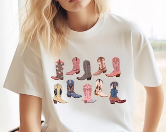 Cowgirl Boots Shirt, Country Concert Tee, Western Graphic Tee for Women, Oversized Graphic Tee, Cute Country Shirts, Cowgirl Shirt, Western