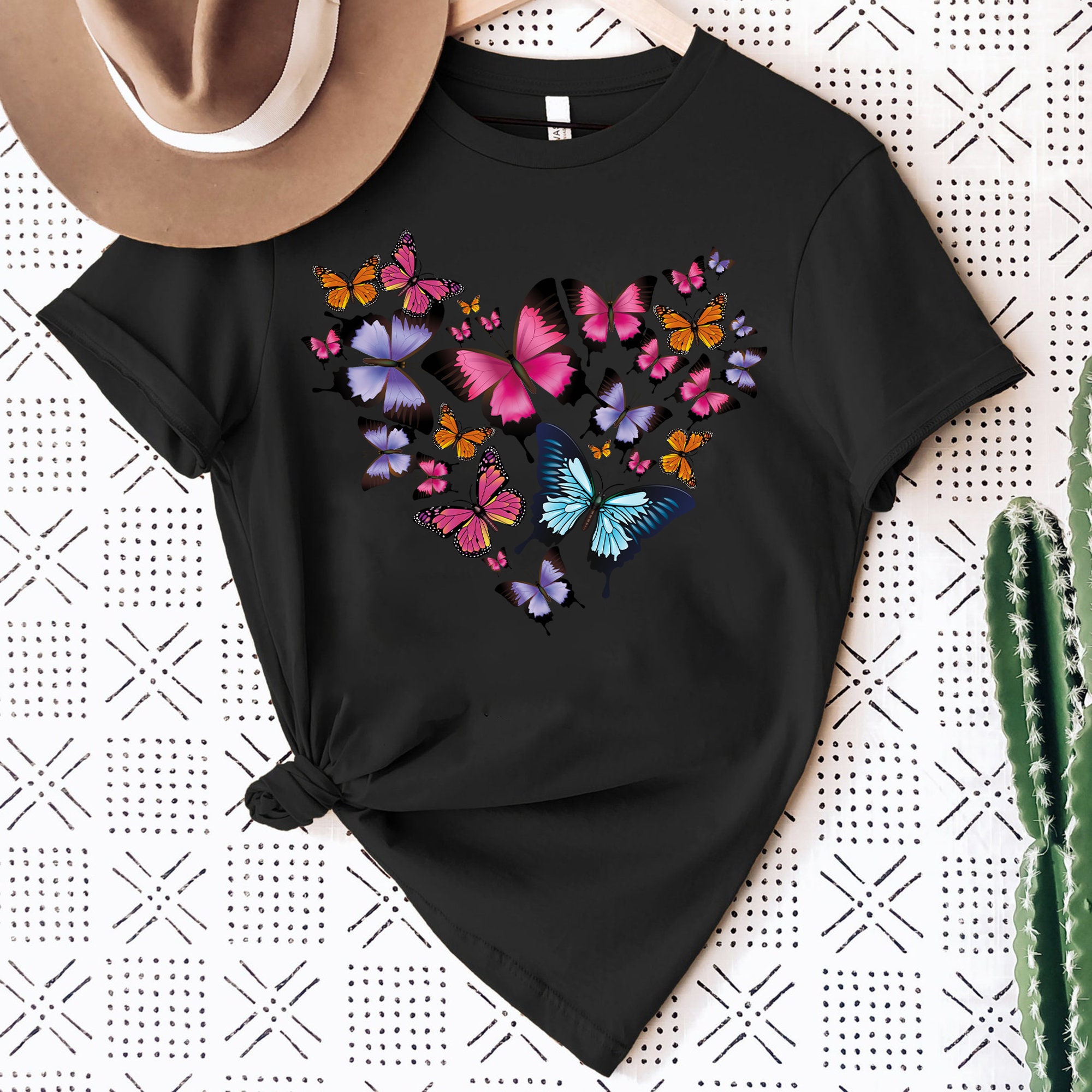Vintage Butterflies T Shirt, for a Aesthetic, Distressed or