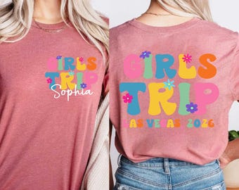 Custom Girls Trip 2026 Shirts Personalized Girl Vacation Weekend Matching Tshirts Beach Summer Vacay Mode Tees Girl Gang Group T-shirts Gift
