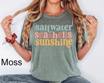 Comfort Colors® Saltwater Seashells Sunshine Shirt, Summer Shirt, Beach Shirt, Saltwater Shirt,Seashells Shirt,Sunshine Shirt,Vacation Shirt
