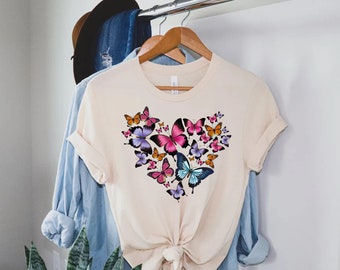 Vintage Butterflies T Shirt, for a Aesthetic, Distressed or
