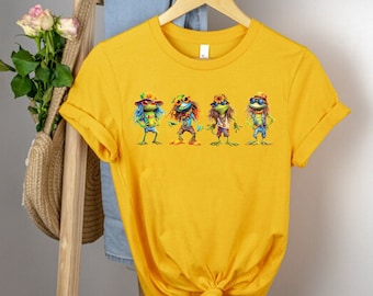 Frog Dancing Shirt, Froggy Tee, Funny Frog Self Care Shirt, Frog And Toad Shirt, Cottagecore Frog Shirt, Summer Shirt, Retro Frog Shirt, Tee