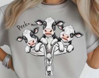 Comfort Colors® Playful Cows Behind Zipper Funny Farm Shirt, Cow Shirt, Vintage Western Wear, Farm Animal Shirt, Bull Shirt, Farmer Shirt