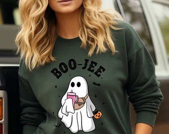 Halloween Ghost Sweatshirt, Boo Jee Shirt, Boo Shirt, Spooky Ghost Hoodie, Spooky Season Ghost Sweater, Spooky Vibes Shirt, Halloween Gifts