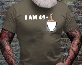 MoonWorks I Am 29 39 49 +1 Middle Finger Gift T-Shirt For Men – Black, Cotton, Funny Birthday Tee