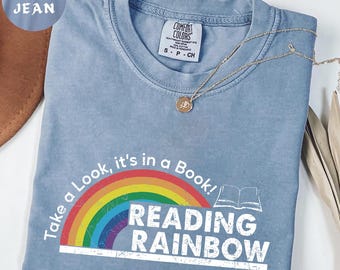 Comfort Colors® Take a Look It's in a Book Shirt, Reading Rainbow Shirt, Book Lover Tee, Funny Bookish Shirt, Librarian Tee, Book Club Shirt