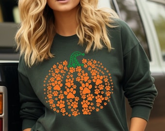 Paw Pumpkin Shirt, Paw Print Shirt, Pumpkin Dog Shirt, Dog Halloween Shirt,Retro Pumpkin, Halloween Shirt, Halloween Sweatshirt,Thanksgiving