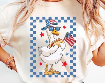Comfort Colors® Patriotic Goose Shirt, Memorial Day Shirt, Funny Goose Shirt, American Flag Shirt, Fourth Of July Gifts, Red White and Blue