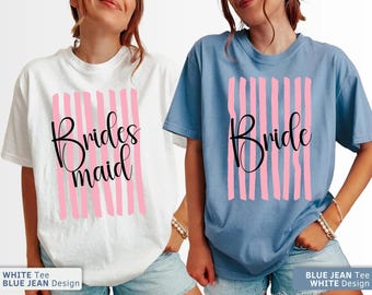 Comfort Colors® Striped Bachelorette Party Shirts, Custom Bridesmaid Group Tees, Matching Maid of Honor Outfit, Coastal Bridal Party Gift