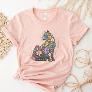 Cat Mom Shirt Floral Cat Shirt Purr Shirt Cat Mom Floral Cat Tee Cat Lover Shirt Animal Lover Tee Cat Lovers Shirt Gift for Mom Gift for Dad