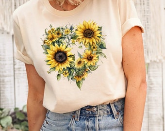 Sunflower - Sunflower Shirt, Floral Tee Shirt, Flower Shirt,Garden Shirt, Womens Fall Shirt, Sunflower Tshirt Sunflower Shirts. Sunshine Tee