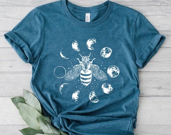 Mystical Moon Bee Shirt, Mystical Bee Shirt, Moon Phases Bee Shirt, Crescent Moon Full Moon Shirt, Moon Phases Bee Shirt,Bee Shirt,Bee Lover