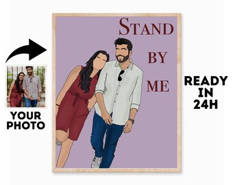 Illustration Custom Portrait, Birthday Gift for Him, She, He,  Gift Portrait, Cartoon Digital Portrait, Couple Portrait from Photo,