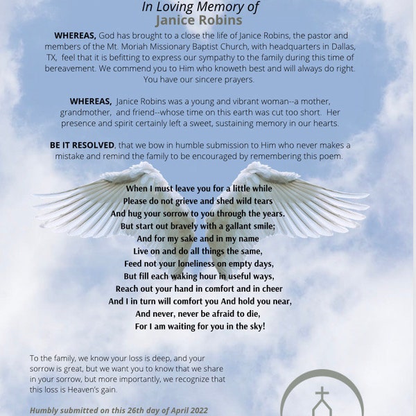 WINGS - Funeral Resolution Letter (DOWNLOAD ONLY)