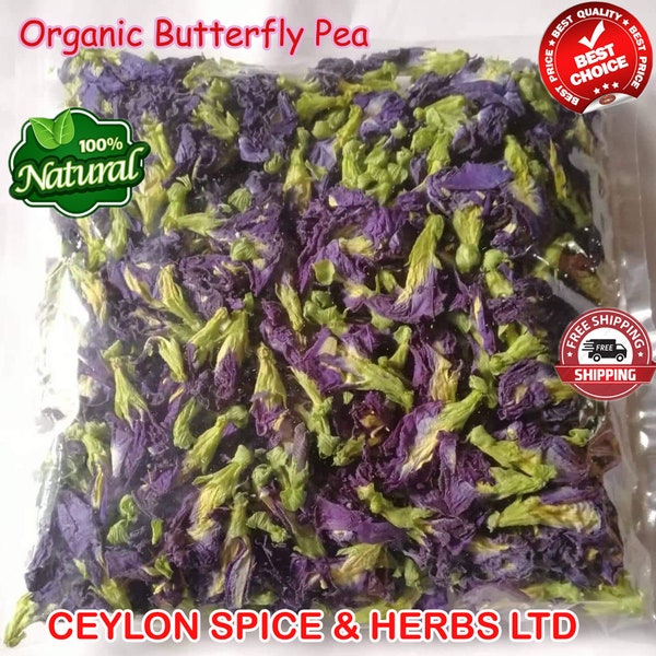 Schmetterlingserbse, Clitoria ternatea 1KG BULK, Premium Qulity luftgetrocknet, Bio-Ganze Blume, Detox-Tee