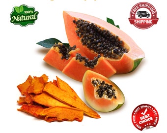 Papaya essiccata, fette di papaya naturale essiccata, strisce di papaya disidratata all'aria pura di alta qualità, strisce di papaya rara Red Royal 1 kg sfuso