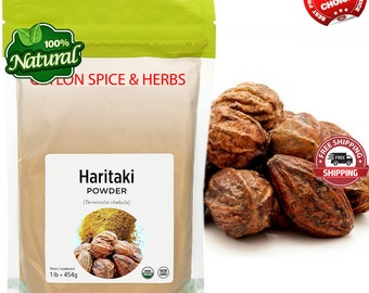 Haritaki Powder, Organic Myrobalan (Terminalia Chebula), Organic Fruit Powder ,Premium Qulity 500 GRAMS BULK