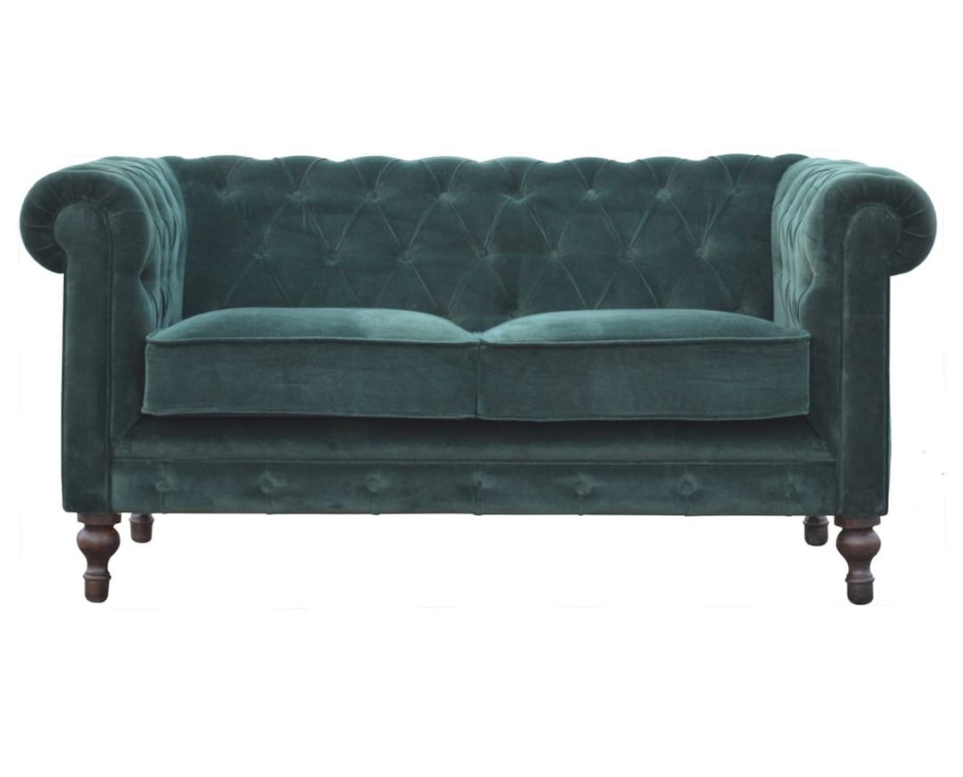Emerald Green Velvet Chesterfield Sofa Etsy