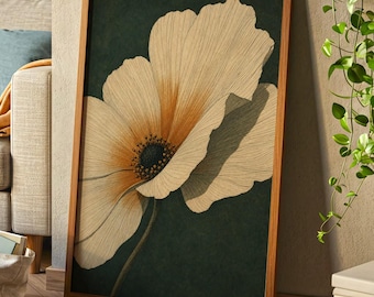 Modern Abstract Anemone Wild Flower Wall Art Print | Vintage Botanical Decor