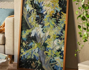 Quadro botanico vintage, Acacia in fiore di Vincent Van Gogh, stampa artistica da parete / Paesaggio floreale impressionista
