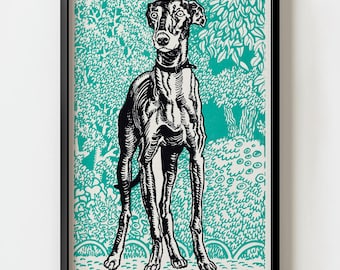 Greyhound by Moriz Jung Wall Art Print | Expressionist Sighthound Dog Lover Illustration decor