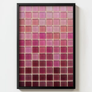 Pink Aura Wall Art Print, Pink Gradient Tile Art, Abstract Mosaic Home Decor, Minimalist Living Room Art, Gift for Her, Wine Gradient Print