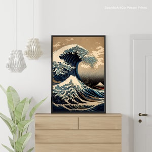 Big Wave of Kanagawa Modern Rendition - Traditional Japanese Art, ukiyo-e wall art, Hokusai art, Japanese art poster, famous art piece