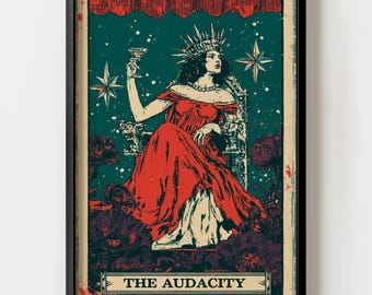The Audacity Martini Queen Tarot Card Wall Art Print | Vintage Maximalist Decor
