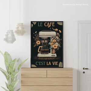 Retro Coffee Art - Coffee is Life, gift for Coffee lovers, French Coffee Art, minimalist art, coffee art for kitchen, cafe art