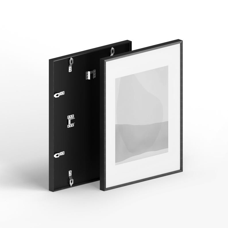 Premium Brushed Metal Frames | Silver, Gold, Black & White Finishes | Real Glass | White Mat | Modern Minimalist Wall Art Frame image 12