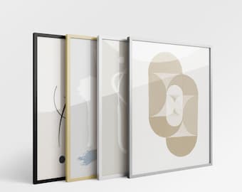 Standaard frames van geborsteld metaal | Zilveren, goud-, zwart-witte afwerkingen | Moderne minimalistische muurkunstlijst | Fotolijst van galerijkwaliteit