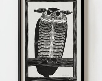 Decorazione murale con gufo in stile Dark Academia / Gufo cornuto di Samuel Jessrun