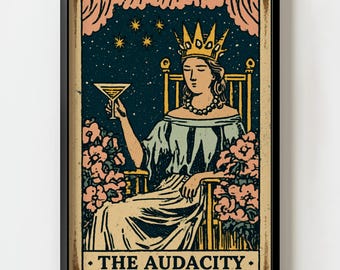 The Audacity Tarot Card Wall Art Print | Sarcastic Vintage Illustration Decor