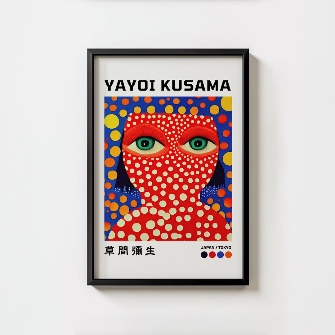Yayoi Kusama Japanese Polka Dot Portrait Wall Art Print | Avant Garde ...