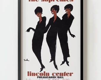 Lámina decorativa para pared del concierto de The Supremes en Eula, 1965 / Decoración gráfica retro de Motown