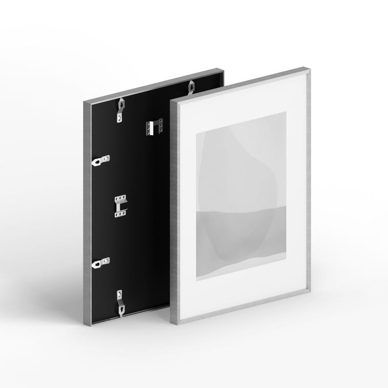 Premium Brushed Metal Frames | Silver, Gold, Black & White Finishes | Real Glass | White Mat | Modern Minimalist Wall Art Frame image 13
