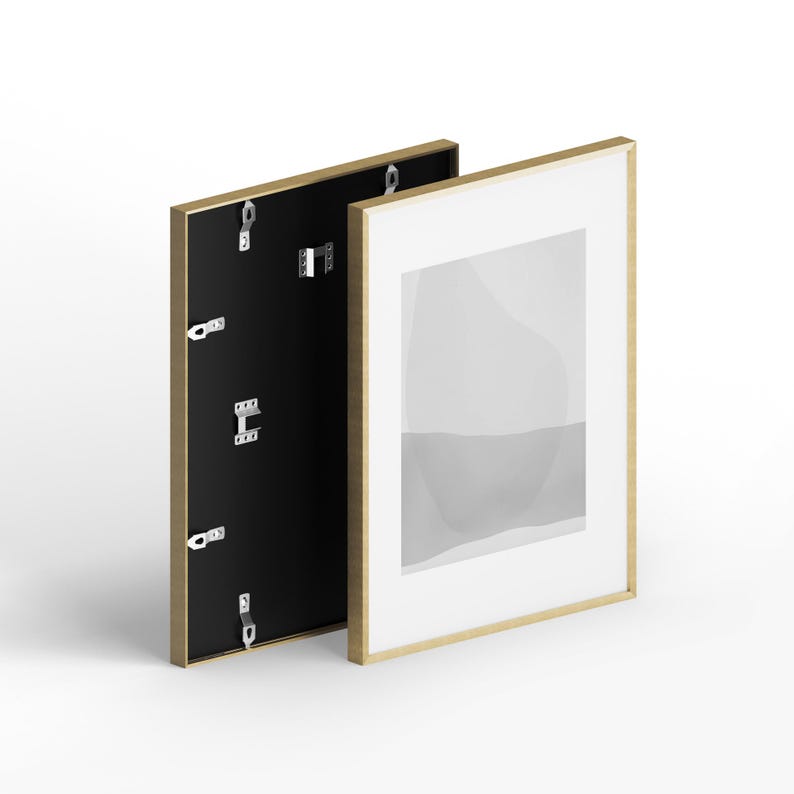 Premium Brushed Metal Frames | Silver, Gold, Black & White Finishes | Real Glass | White Mat | Modern Minimalist Wall Art Frame image 11