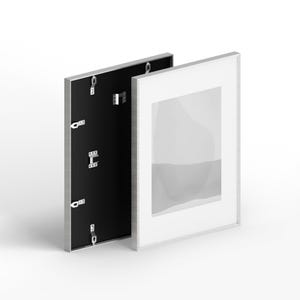 Premium Brushed Metal Frames | Silver, Gold, Black & White Finishes | Real Glass | White Mat | Modern Minimalist Wall Art Frame image 14