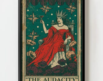 The Audacity Tarot Card Wall Art Print | Vintage Feminist Illustration decor