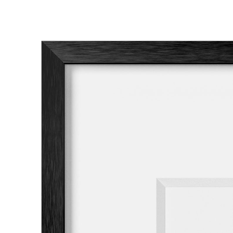 Premium Brushed Metal Frames | Silver, Gold, Black & White Finishes | Real Glass | White Mat | Modern Minimalist Wall Art Frame image 6