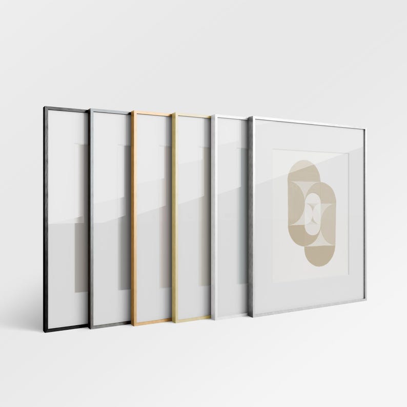 Premium Brushed Metal Frames | Silver, Gold, Black & White Finishes | Real Glass | White Mat | Modern Minimalist Wall Art Frame image 1