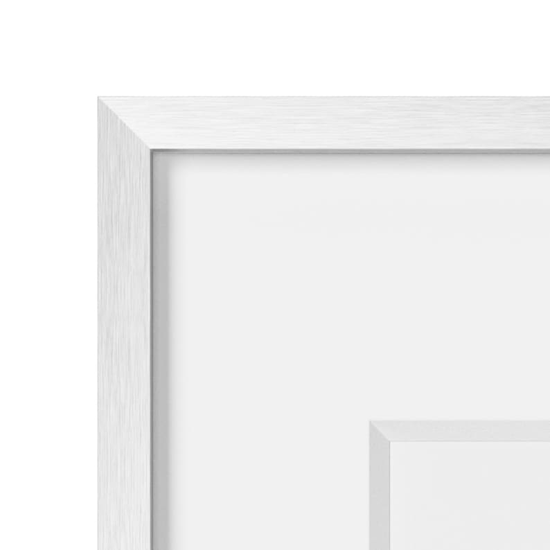 Premium Brushed Metal Frames | Silver, Gold, Black & White Finishes | Real Glass | White Mat | Modern Minimalist Wall Art Frame image 8