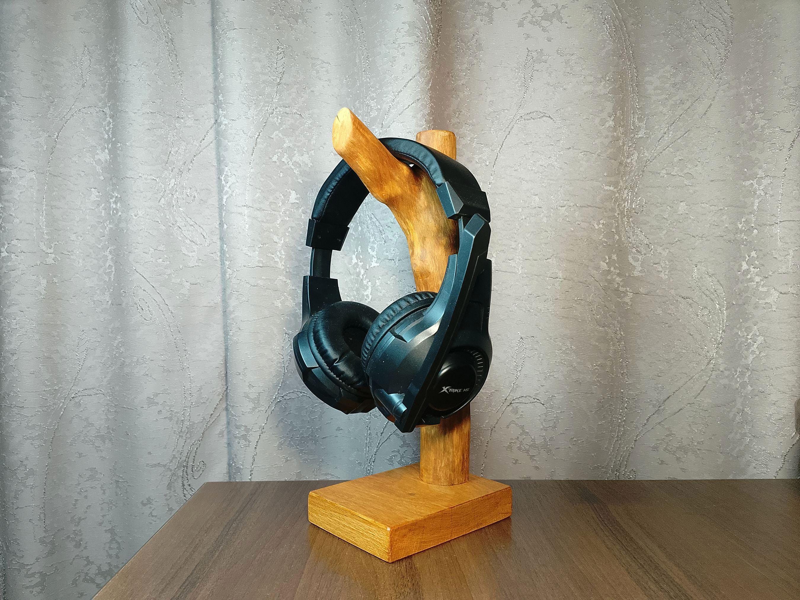 Headphone stand, Headphone holder, Wood headphone stand, Headphone attachment,  Headphone stand cute, Gifts for boyfriend, Gifts for him