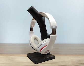 Natural headphone holder, desk organizer wood, gift for him, handmade stand for headphones, gamer desk decor, rustic office gift