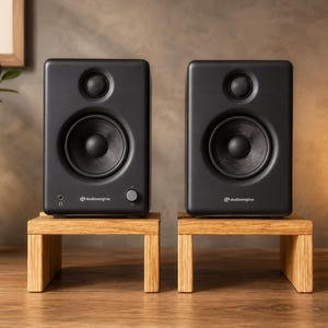 Speaker Stands, Set of 2, Solid Wood Desktop Audio Riser