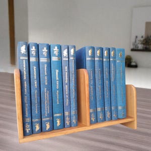 Handgemaakte houten boekenplank, boekenhouder, bureauboekenstandaard, minimalistische opberger voor boekenliefhebbers, opbergorganisatie, boekensteunen