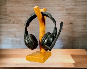 Headphone holder, Headphone stand, Wood headphone stand, Headphone attachment, Headphone stand cute, Gifts for boyfriend, Gifts for him