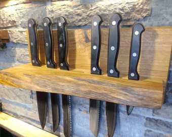 Knife shelf, Wood knife holder, Wall knife holder, Knife stands, Knife block, Oak knife hanging board